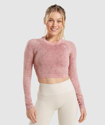 Dámské Long Sleeve Gymshark Adapt Fleck Seamless Růžové | CZ 3499EBC